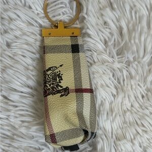 Plaid Keychain with Gold Ring